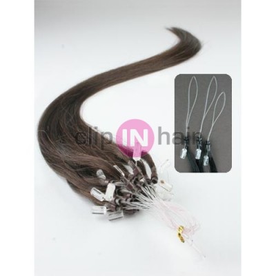 Vlasy pro metodu Micro Ring / Easy Loop / Easy Ring / Micro Loop 60cm – tmavě hnědé